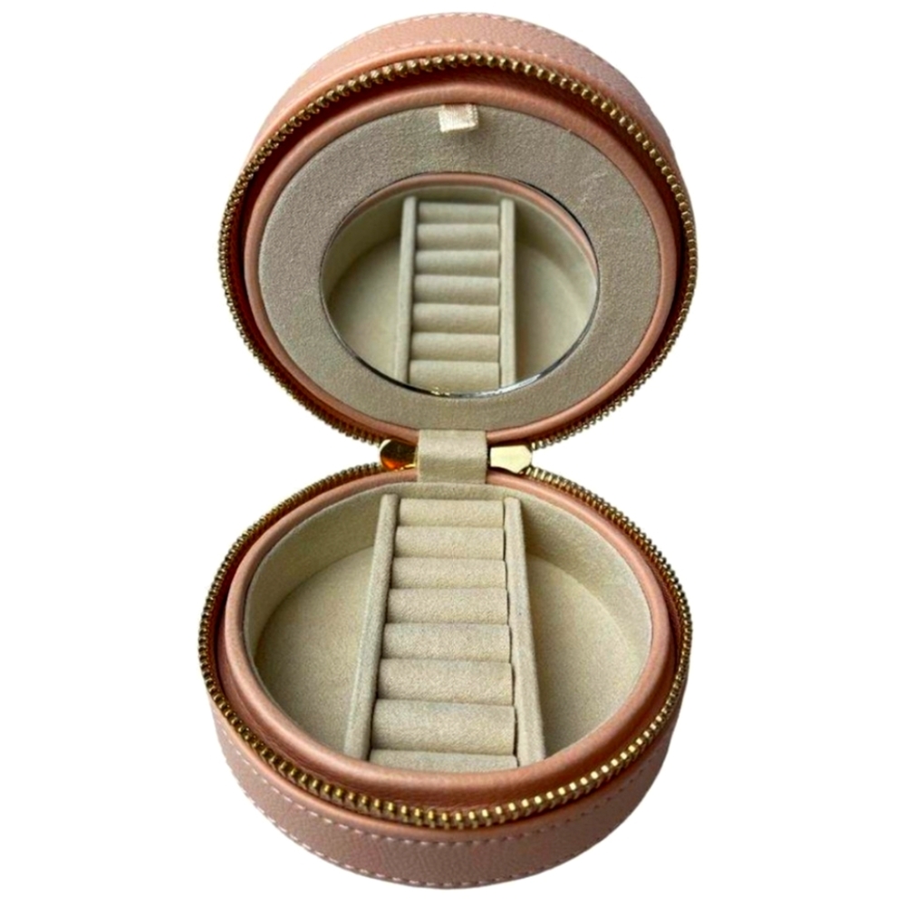 Wolf Designs Macy's Round Zip Jewelry Case Vegan Leather Travel